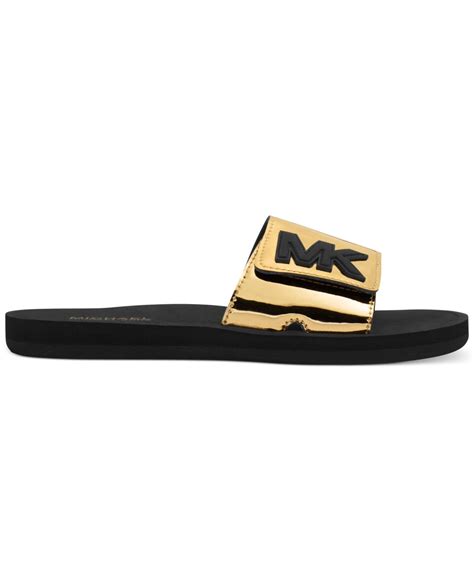 michael kors slides black and gold|Michael Kors slides women's.